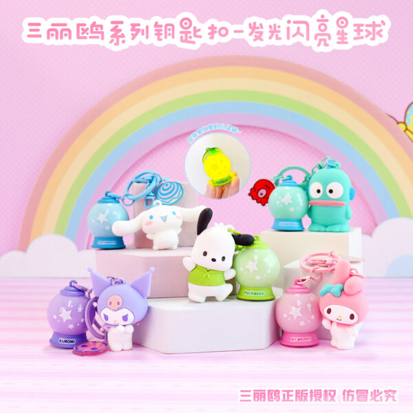 Sanrio Official Cute Cartoon Keychain Couple Glowing Shiny Planet Pendant Car Backpack Accessory Gift