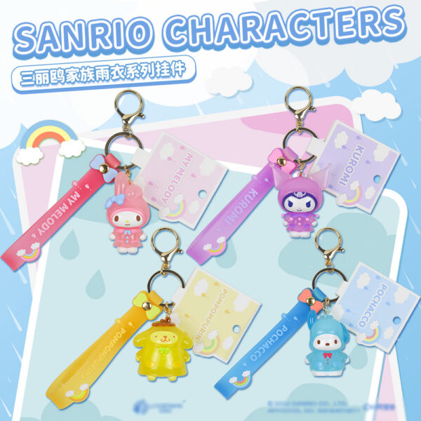 Sanrio Family Raincoat Series Keychains - Kuromi, Pochacco Backpack Charms, Creative Gifts Wholesale