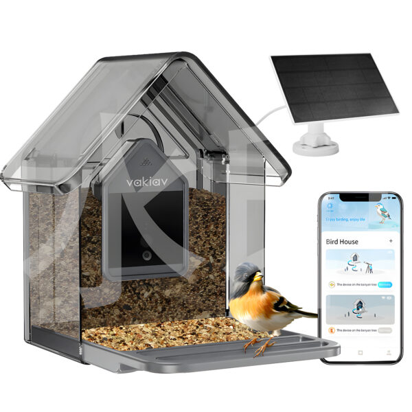 Bird Feeder with Camera Free Storage and Reply,Vakiav Free AI Identify,Smart Bird Feeder with Cam,Auto Capture Bird Vide