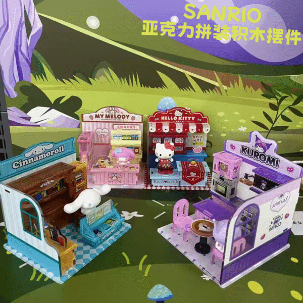 Sanrio Family 4 Styles Acrylic Puzzle Building Blocks Miniature House Figures