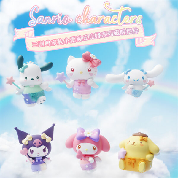 Genuine Sanrio Characters Cupid Series Doll Magnetic Ornament - Kuromi & Hello Kitty Peripheral Gift for Girls