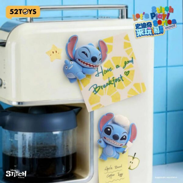 52TOYS Stitch Playful Series Flocked Blind Box Magnetic Fridge Magnet Ornament