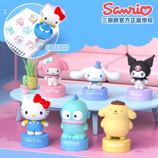 Genuine Sanrio Family Children's Stamp Series Blind Box Figurine Decorations - Kuromi, Hello Kitty, Girls' Peripheral Gi