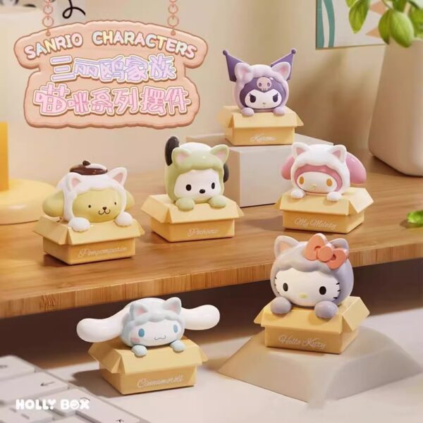 Genuine new Sanrio family cat series ornaments, trendy toys, cute figurines, Mengli ornaments, gifts for girls