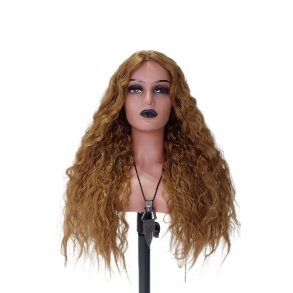 Qmiss Black And Brown Color Natural Curly Heat Resistant Synthetic Hair Wig