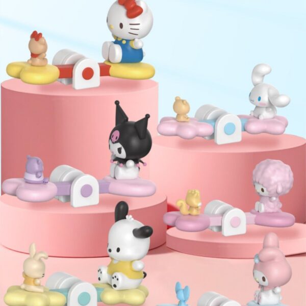 Genuine Sanrio Family Seesaw Refrigerator Magnets, Trendy Toys, Hello Kitty, Kuromi, Cute Decorative Gifts