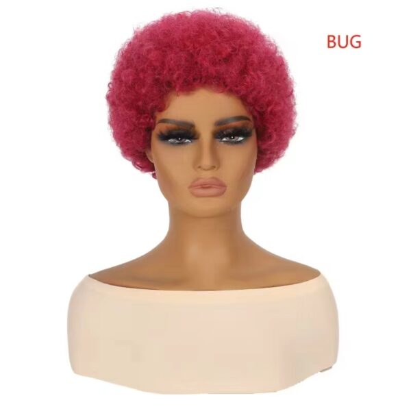 Qmiss african explosion head wig female fluffy caterpillar wig big afro wig mechanism real lace wig headgear