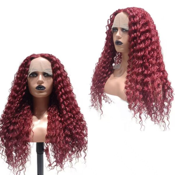 Qmiss T Lace Gold Curly Natural Looking Synthetic Hair wig