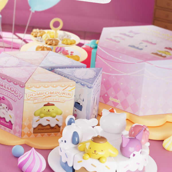 Genuine Sanrio blind box sliced cake storage box, Hello Kitty dolls, Kuromi figurines, wholesale of ornaments