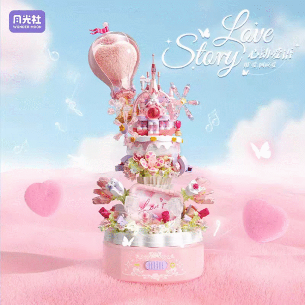 【valentine】【LOVE】LOVE STORY Princess Dreamy Rotating Music Box Puzzle Creative Musical Instrument Building Blocks Sets