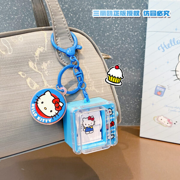 Genuine Hello Kitty pendant keychain for women, with red, blue and white KT bead chain, a girl's doll figurine as a gift