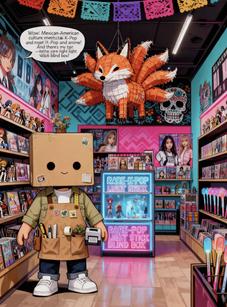 Vidovi trying to shake the box out of the Pinata but failing