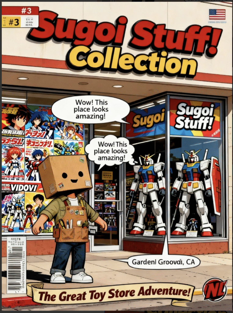 Vidovi arriving at Sugoi Stuff Collection anime store in Garden Grove