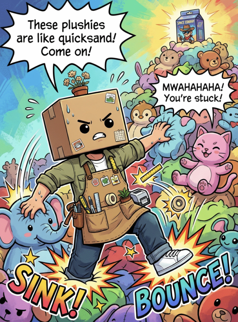 Vidovi getting stuck in a mountain of anime plushie toys