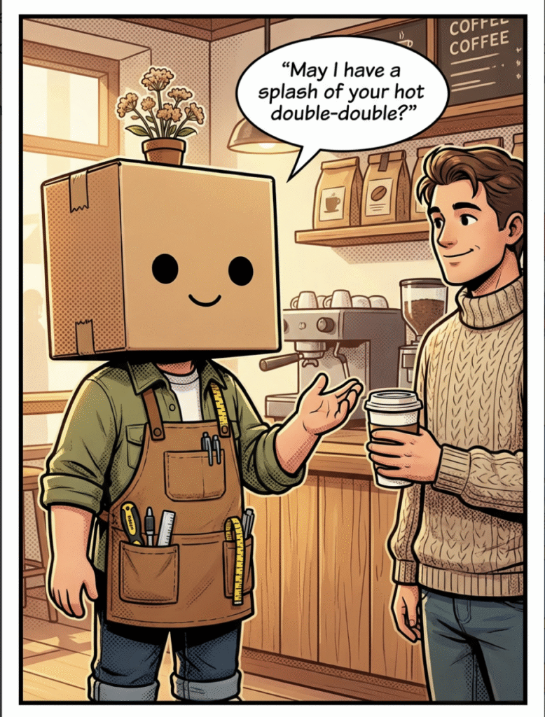 Vidovi using a splash of hot Double-Double coffee to melt the syrup