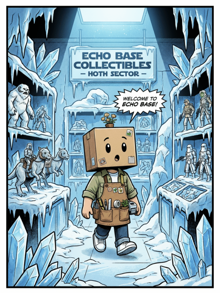 Interior of Echo Base store themed like the ice planet Hoth