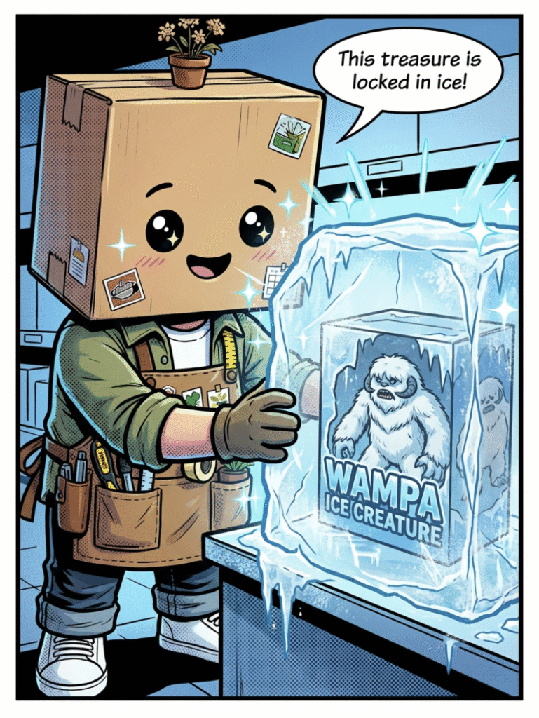 A Wampa blind box frozen inside a solid block of ice