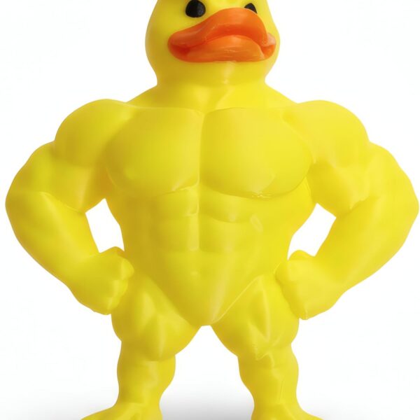 3D Printed Muscle Duck Figurine, Funny Desk Decor Collectible Statue, Muscular Duck