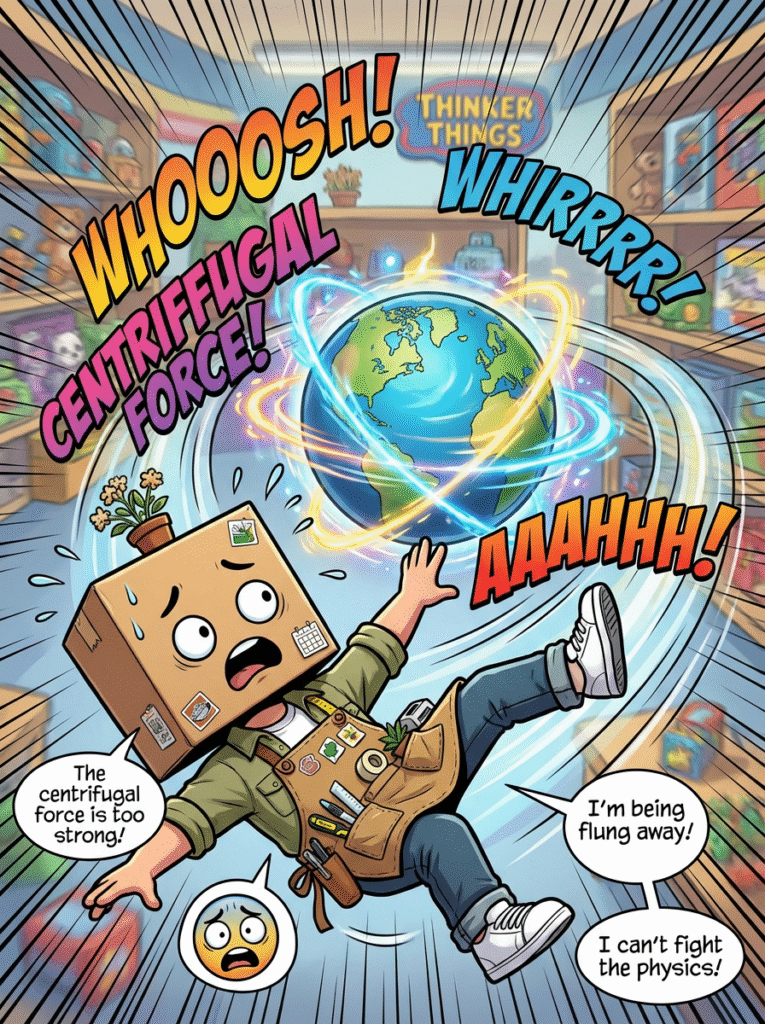 Vidovi getting flung away by the centrifugal force of the spinning globe