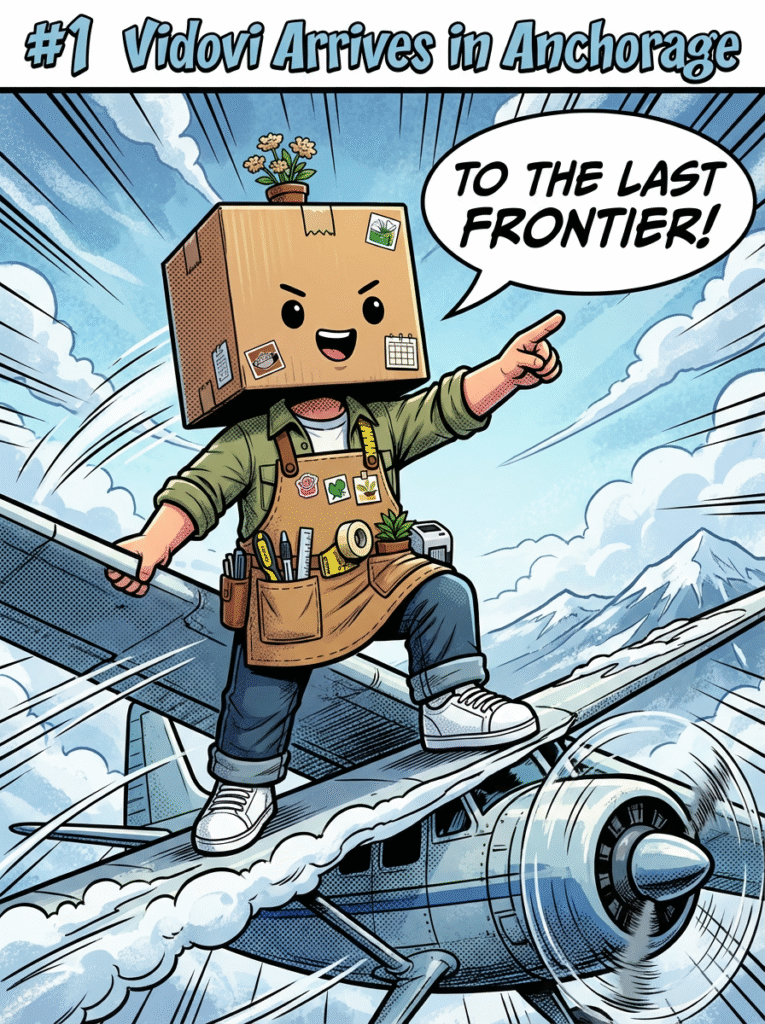 Vidovi arriving in snowy Anchorage Alaska outside the legendary BOSCOS comic shop