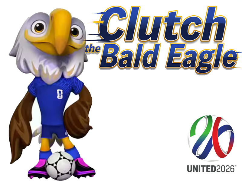 Clutch bald eagle USA mascot 2026 World Cup plush toy close up