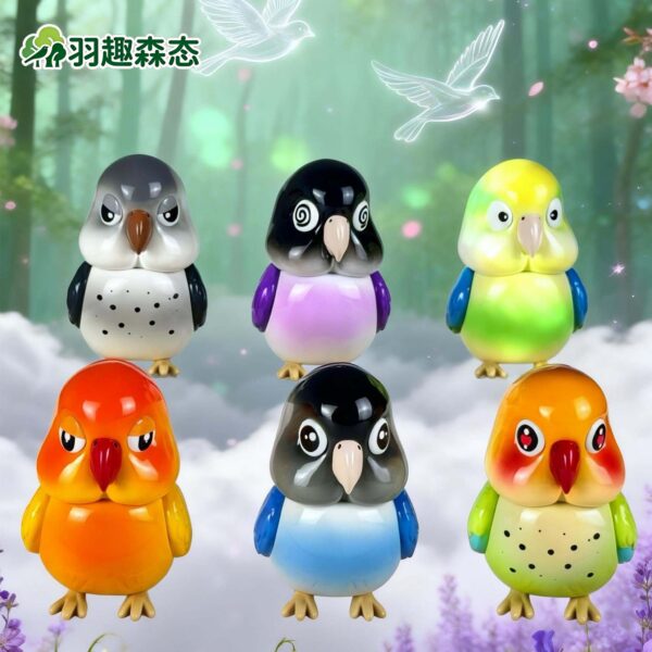 Product Name: Qiling Voice • Peony Series – Black-headed Peony Parrot Trendy Figurine Blind Box (1)