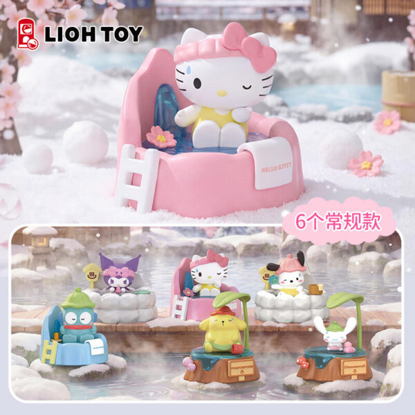 LiOh Toys Sanrio Hot Spring Story Blind Box - Cute Figurine Souvenirs Featuring Hello Kitty, Hangyodon, and Pochacco