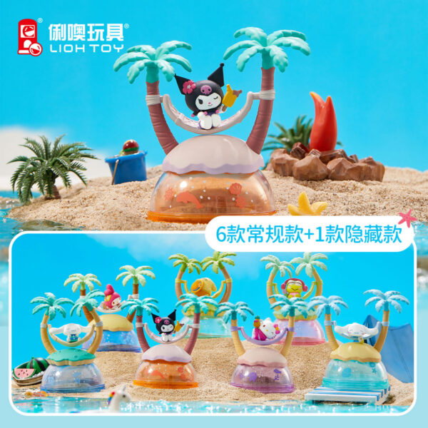 Lioh Toy Sanrio Family Island Vacation Blind Box Ocean Summer Hello Kitty Pom Pom Purin Ornaments