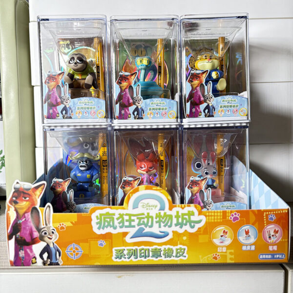 Genuine Zootopia Series Eraser Stamp Ornaments, Nick, Judy, Flash Cartoon Doll Gifts
