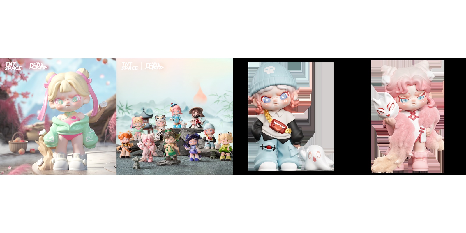 DORA Anything Goes Series displaying the character in various fun and spontaneous poses that capture