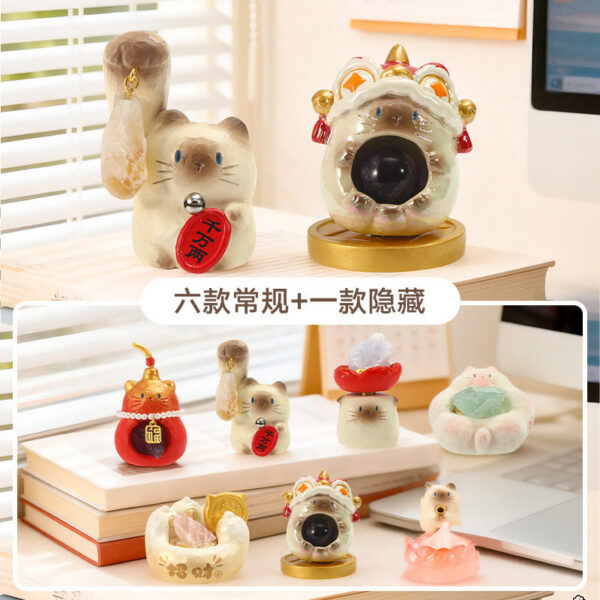 Cat PAI Lucky Energy Series Blind Box - Cute Cat & Natural Crystal Stone Healing Desktop Decor Ornaments