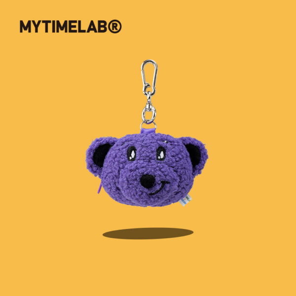 MT Hugging Bear Coin Purse Bag Charm Cute Cartoon Bear Plush Doll Pendant-Punk Purple