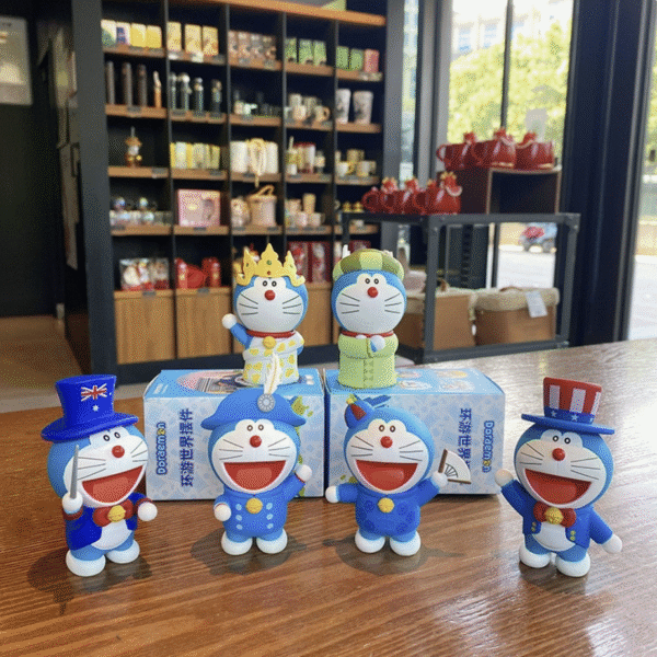 Doraemon Around the World Commemorative Series Creative Cartoon Trendy Figure Ornaments Small Wholesale