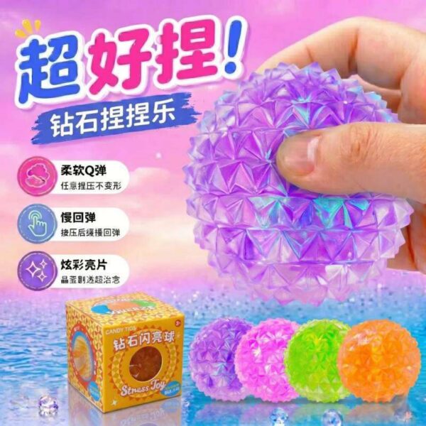 CANDYTIDE Brillante Ball Stress Relief Toy, Squeeze TPR Glitter Fidget Ball Set