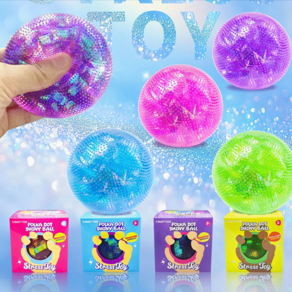 CANDYTIDE Polka Dot Shiny Stress Ball Squishy Relief - 6cm TPR Squeeze Fidget Toy